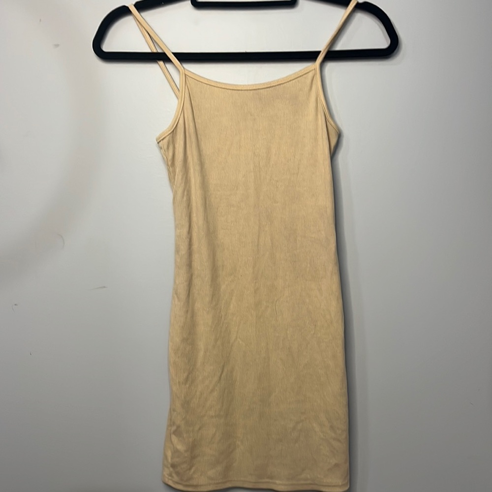 tan/beige body con tight dress!